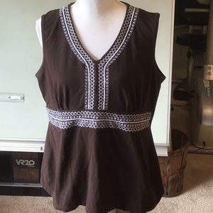 Adorable Sleeveless Embroidered V-Neck Top